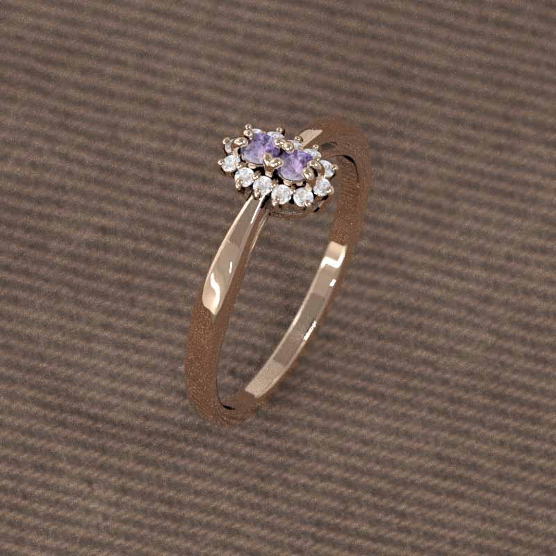リング アメジスト(紫水晶) 2月の誕生石 ピンクゴールドk10の画像