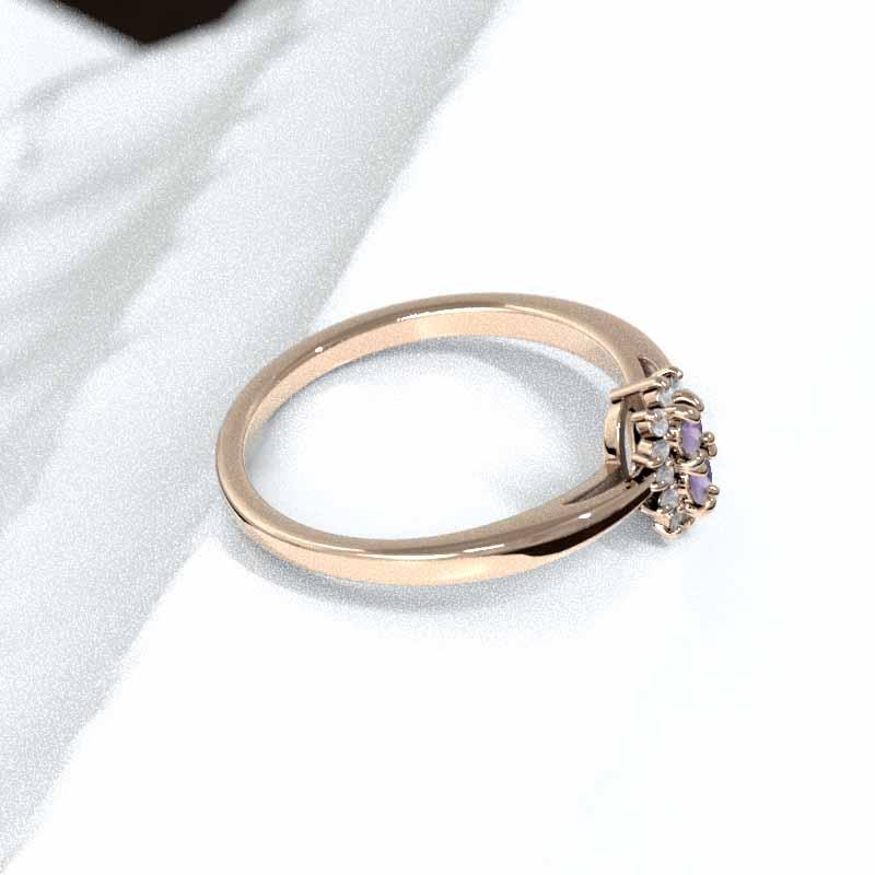 リング アメジスト(紫水晶) 2月の誕生石 ピンクゴールドk10の画像