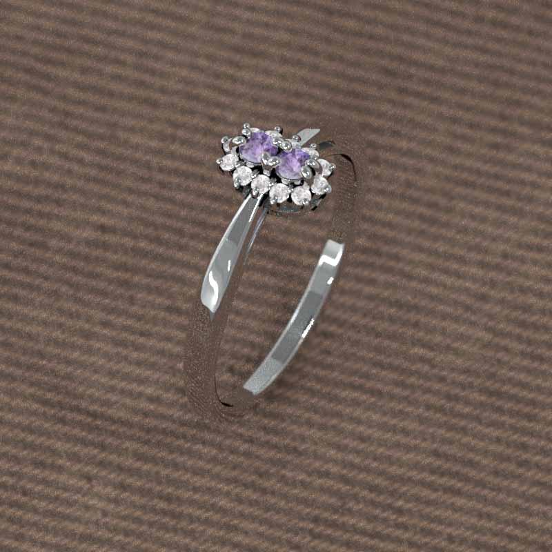 アメシスト(紫水晶) 白金（プラチナ）900 リング 2月の誕生石の画像