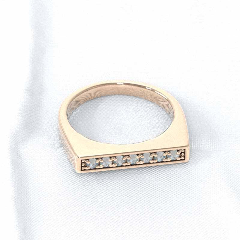 指輪 3月の誕生石 k10ピンクゴールド アクアマリンの画像