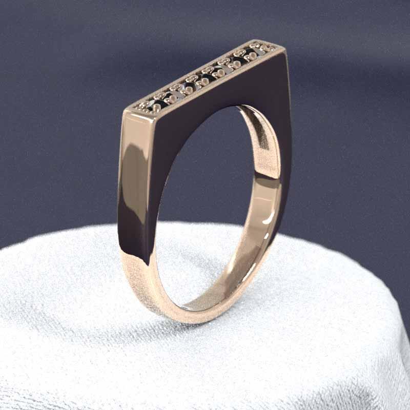 リング ブラックダイア 18金ピンクゴールド 4月誕生石の画像
