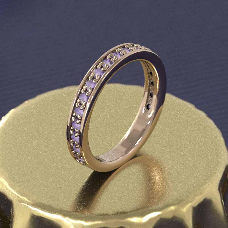 2月の誕生石 リング アメシスト(紫水晶) ハーフエタニティリング 10金ピンクゴールドの画像