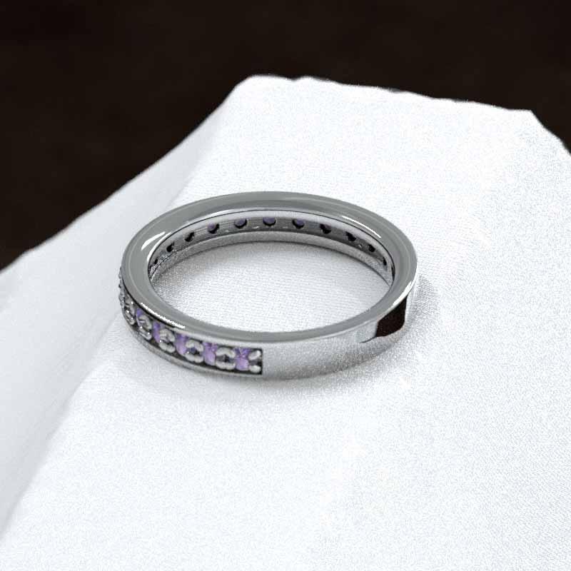 2月の誕生石 Pt900 リング ハーフエタニティリング アメジスト(紫水晶)の画像