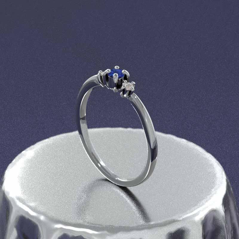 リング 天然ダイヤモンド 白金（プラチナ）900 9月誕生石 サファイア(青)の画像