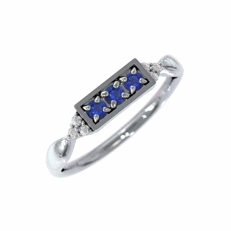 k10ホワイトゴールド サファイア リング 9月誕生石