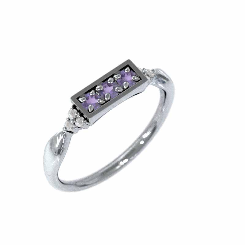 アメジスト(紫水晶) リング 2月誕生石 18金ホワイトゴールドの画像