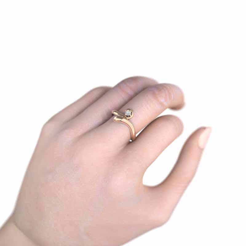 指輪 蛇 3月誕生石 一粒石 k18ピンクゴールド アクアマリンの画像