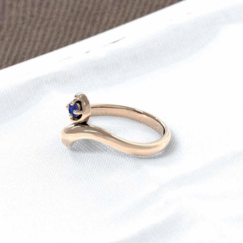 蛇 9月の誕生石 一粒石 サファイア k18ピンクゴールド リングの画像