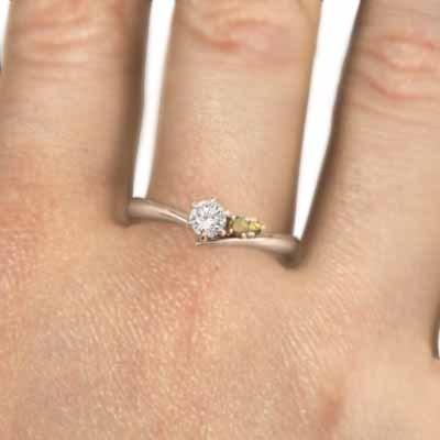 (黄水晶)シトリン 11月の誕生石 リング 天然ダイヤモンド k18ピンクゴールドの画像