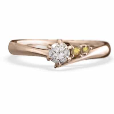 (黄水晶)シトリン 11月の誕生石 リング 天然ダイヤモンド k18ピンクゴールドの画像