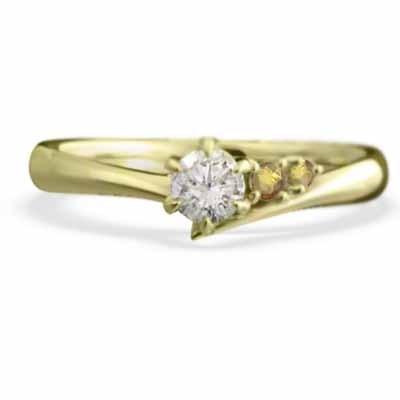 18金イエローゴールド 天然ダイヤモンド (黄水晶)シトリン リング 11月の誕生石の画像