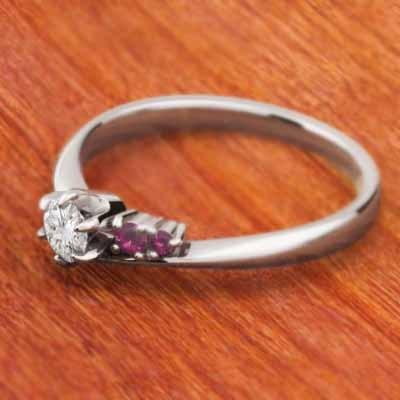 リング 天然ダイヤモンド ルビー 白金（プラチナ）900 7月の誕生石の画像
