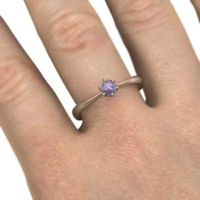 指輪 18金ピンクゴールド アメジスト(紫水晶) 一粒石 2月の誕生石の画像