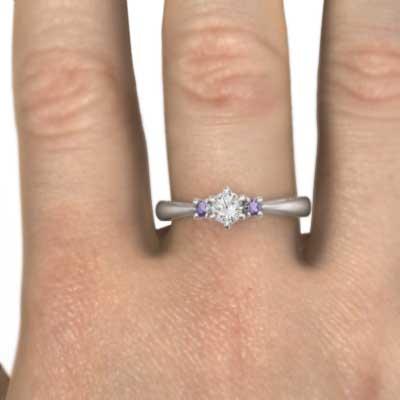 アメシスト(紫水晶) Pt900 リング 天然ダイヤモンド 2月の誕生石の画像