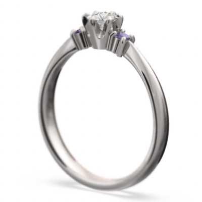 アメシスト(紫水晶) Pt900 リング 天然ダイヤモンド 2月の誕生石の画像