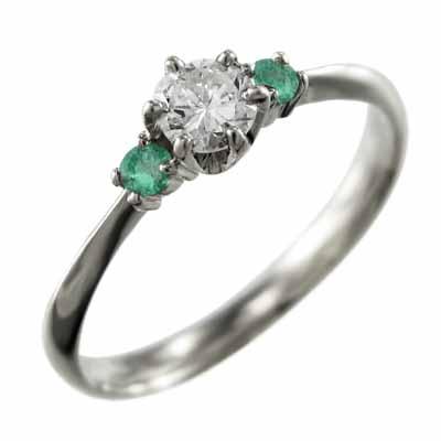 Pt900 エメラルド 天然ダイヤモンド リング 5月の誕生石の画像
