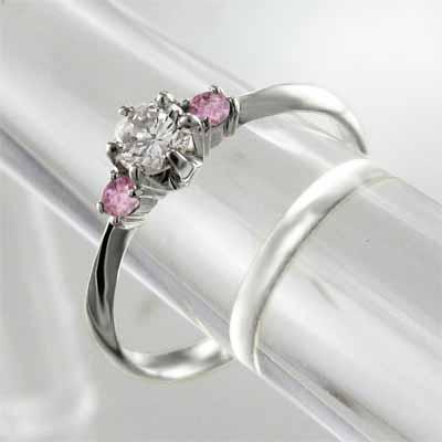 天然ダイヤモンド 10月の誕生石 Pt900 指輪 ピンクトルマリンの画像