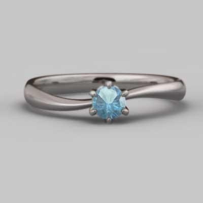一粒石 11月の誕生石 k18ホワイトゴールド リング ブルートパーズの画像