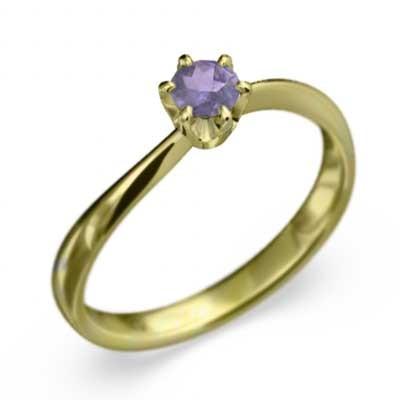アメシスト(紫水晶) 一粒石 白金（プラチナ）900 2月の誕生石 指輪の画像