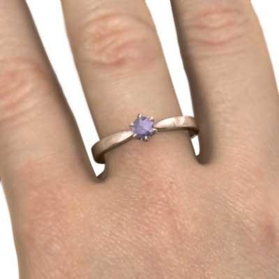 指輪 2月の誕生石 アメジスト(紫水晶) 18金ピンクゴールド 一粒石の画像