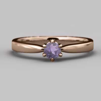 指輪 2月の誕生石 アメジスト(紫水晶) 18金ピンクゴールド 一粒石の画像