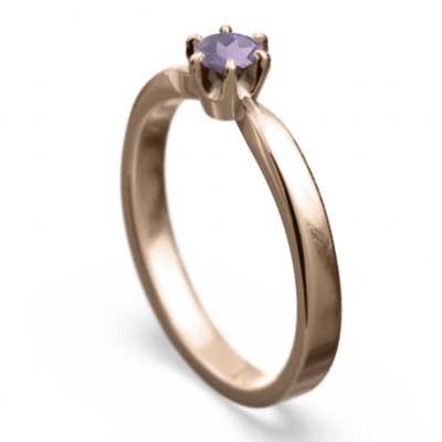 指輪 2月の誕生石 アメジスト(紫水晶) 18金ピンクゴールド 一粒石の画像