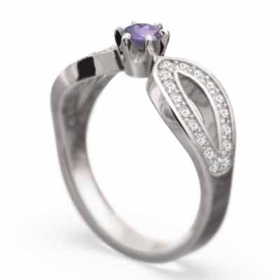 天然ダイヤモンド プラチナ900 2月の誕生石 リング アメシストの画像