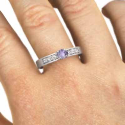 天然ダイヤモンド リング アメジスト 2月の誕生石 プラチナ900の画像