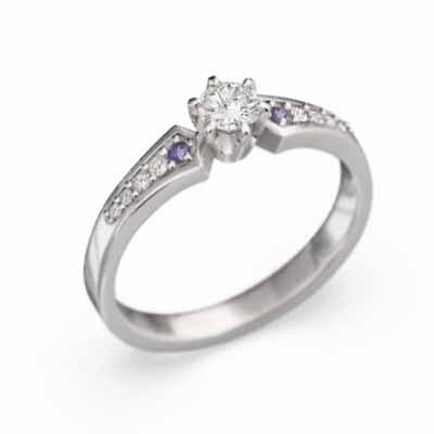 アメジスト(紫水晶) 2月誕生石 Pt900 指輪 天然ダイヤモンドの画像