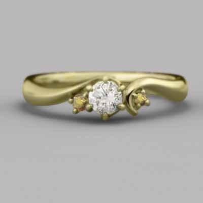 18金イエローゴールド 11月誕生石 天然ダイヤモンド (黄水晶)シトリン リングの画像