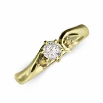 18金イエローゴールド 11月誕生石 天然ダイヤモンド (黄水晶)シトリン リングの画像