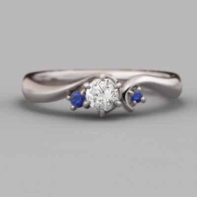 天然ダイヤモンド 白金（プラチナ）900 9月誕生石 リング サファイア(青)の画像