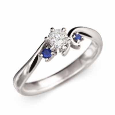 天然ダイヤモンド 白金（プラチナ）900 9月誕生石 リング サファイア(青)の画像