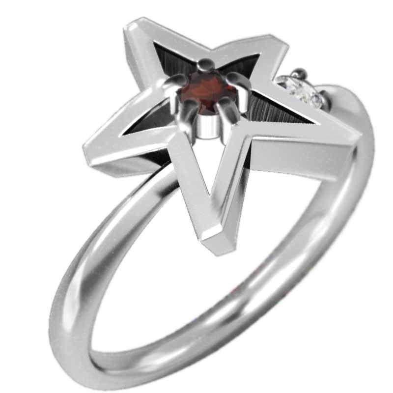 1月の誕生石 k10ホワイトゴールド リング スター ガーネットの画像
