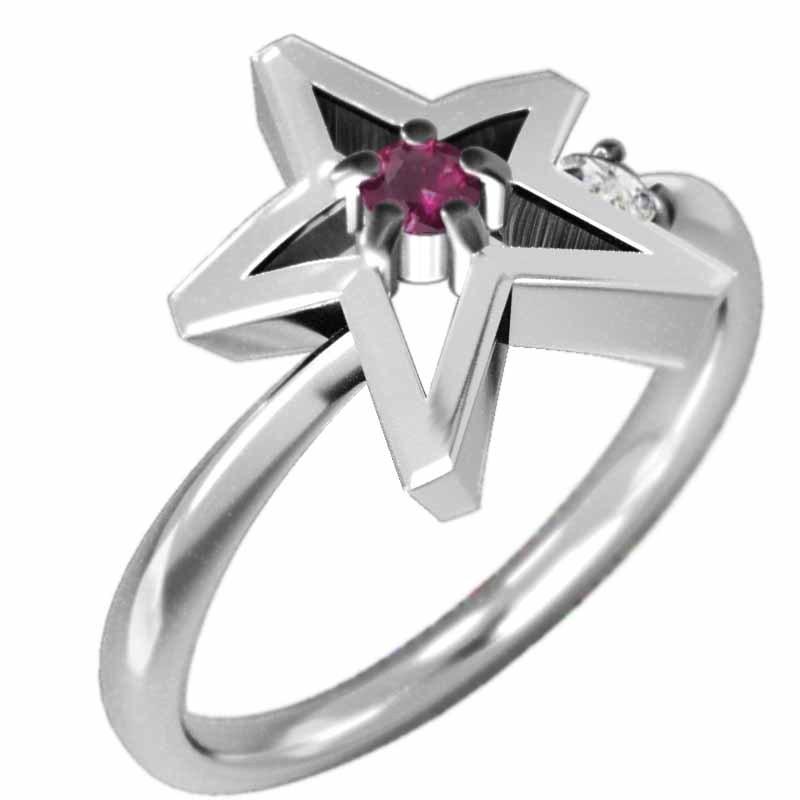 スター ルビー k10ホワイトゴールド 指輪 7月の誕生石の画像