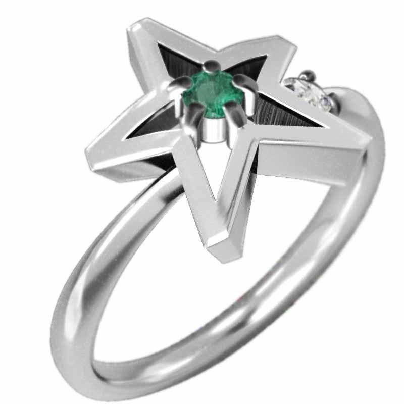 スター 指輪 Pt900 エメラルド 5月の誕生石の画像