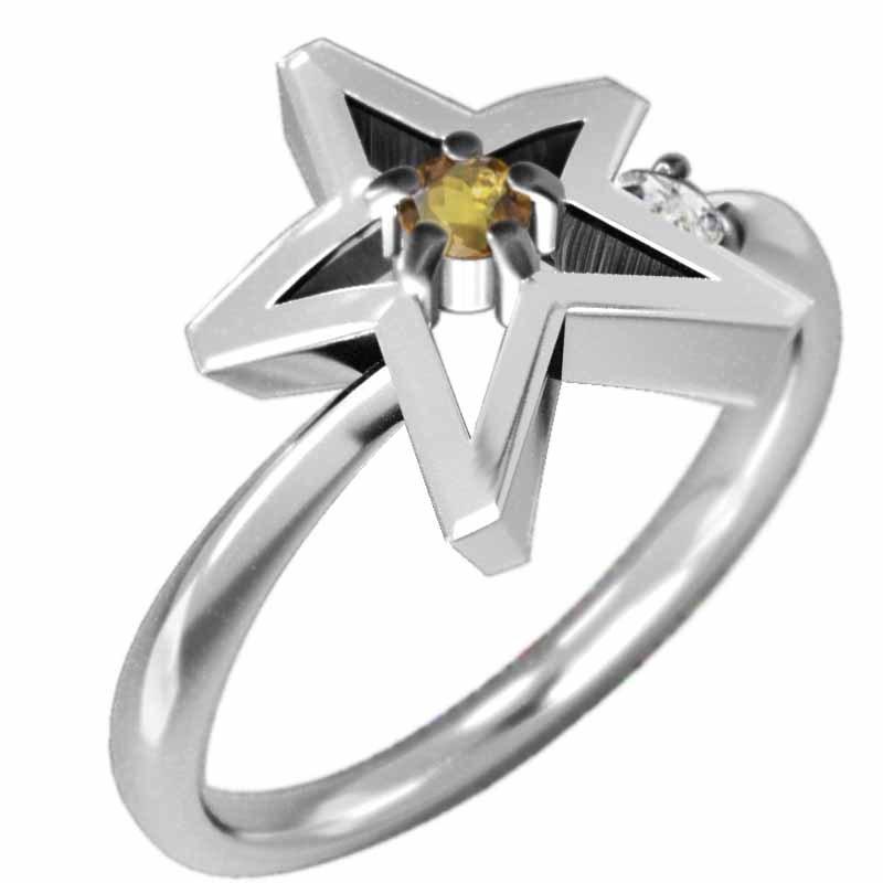 11月の誕生石 (黄水晶)シトリン 白金（プラチナ）900 スター リングの画像