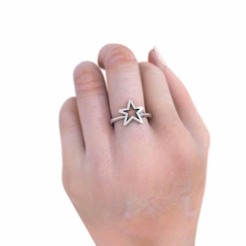 スター 3月の誕生石 リング アクアマリン k10ホワイトゴールド 一粒石の画像