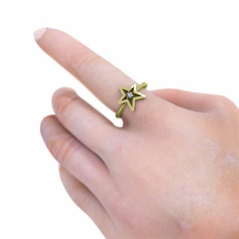 スター タンザナイト 12月の誕生石 k18イエローゴールド 一粒石 指輪の画像