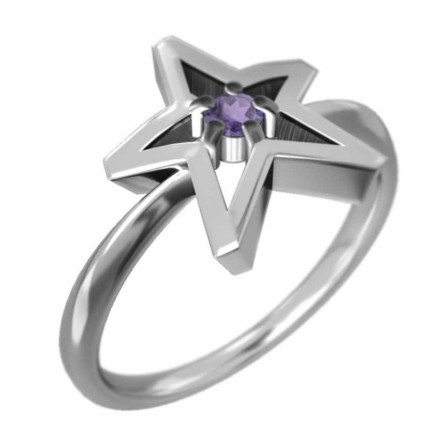 アメジスト(紫水晶) 一粒石 スター リング Pt900 2月の誕生石の画像