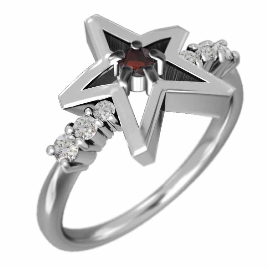 一流メーカー品 Star スター 指輪 ガーネット 天然ダイヤモンド k10ホワイトゴールド