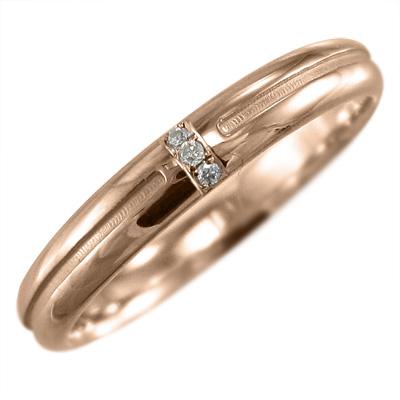 天然ダイヤ リング 4月誕生石 k18ピンクゴールド 約0.02カラット 甲丸リングの画像