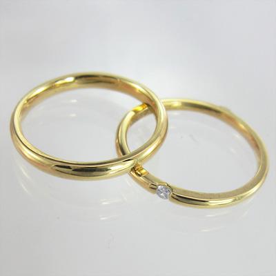 4月誕生石 甲丸リング k10イエローゴールド 約0.05カラット 一粒石 天然ダイヤモンド 指輪の画像