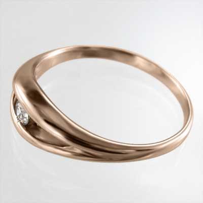 売り切り商品 リング 結婚指輪にも 一粒石 ダイアモンド 4月誕生石 k10ピンクゴールド