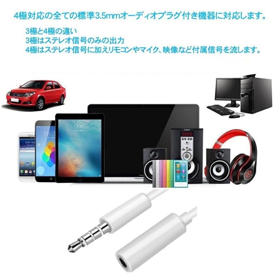 4極 ステレオミニプラグ オーディオケーブル 標準3 5mm Aux接続 延長 高音質再生 Ctia規格 Iphone適合 オス メス ホワイト 1112 Skybird 通販 Yahoo ショッピング