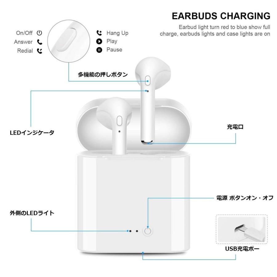 ブルートゥース 4.2+EDR ワイヤレス イヤホン Bluetooth 防汗 高音質 両耳 自動ペアリング スポーツイヤホン 左右分離型  i7s  TWS ステレオ マイク付き｜skybird｜23