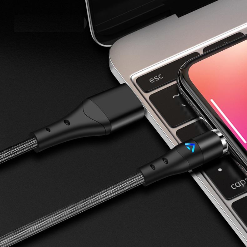 マグネット 充電ケーブル QC3.0 3A 急速充電 iPhone  micro USB ケーブル 超高速 データ転送 1m 2m LEDライト モバイルバッテリー｜skybird｜02