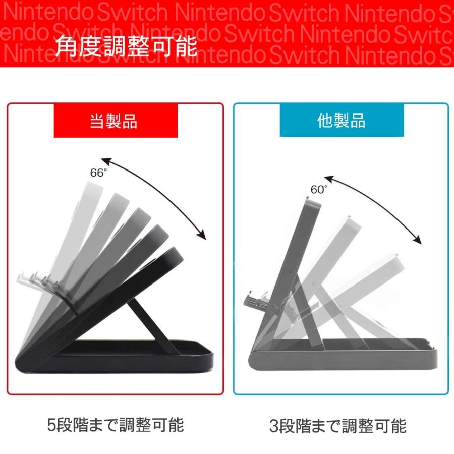 スイッチ スタンド ニンテンドー Switch スタンド 折り畳み式 角度調整可能 滑り止め コンパクト 有機EL iPhone Android iPadなど対応 充電ケーブル差込｜skybird｜02