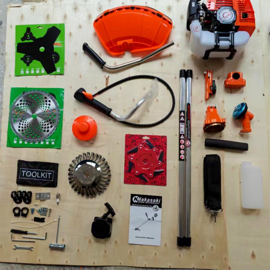 お得な【2台セット】5種類アタッチメント付 52cc強力草刈機 2分割