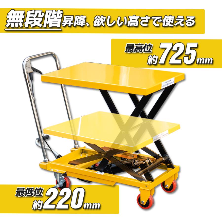 油圧式昇降台車 積載荷重150kg 足踏み式 ハンドテーブルリフト 油圧式昇降台車 積載荷重150kg 足踏み式 ハンドテーブルリフト